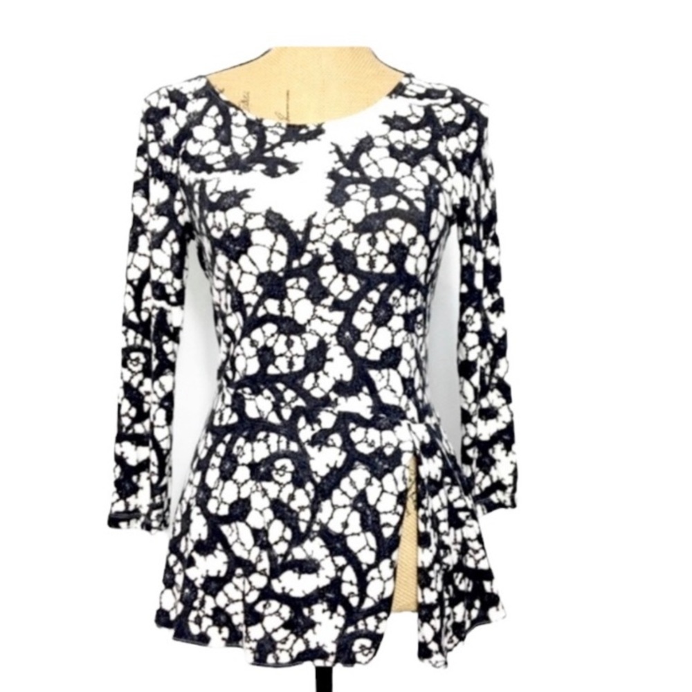 Leifsdottir Antro Asymmetrical Peplum Open Side Slits Career Blouse Top XS